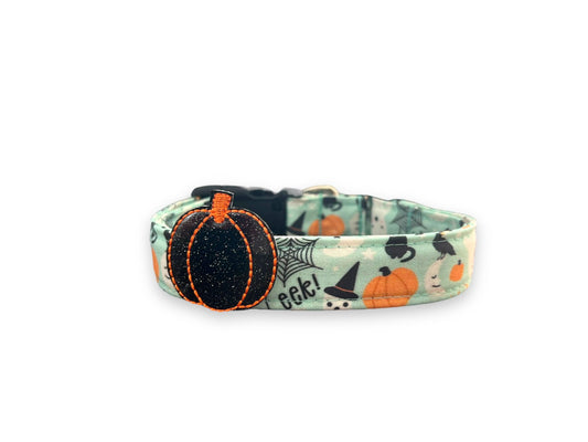 Halloween Dog Collar, Pumpkin Dog Collar with Embellishment, Ghost Dog Collar, Skeleton Dog Collar, Collar for Halloween, Halloween Collar