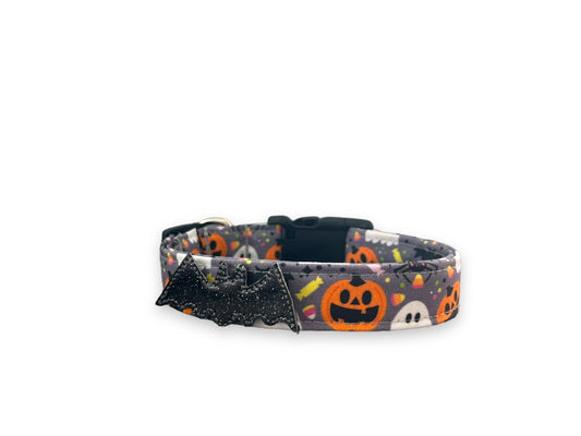 Halloween Dog Collar, Pumpkin Dog with Embellishment, Ghost Dog Collar, Jack O Lantern Dog Collar, Collar for Halloween, Halloween Collar