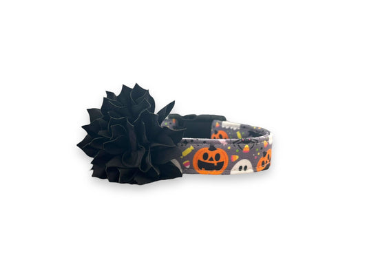 Halloween Dog Collar, Pumpkin Dog with Flower, Ghost Dog Collar, Jack O Lantern Dog Collar, Collar for Halloween, Halloween Collar