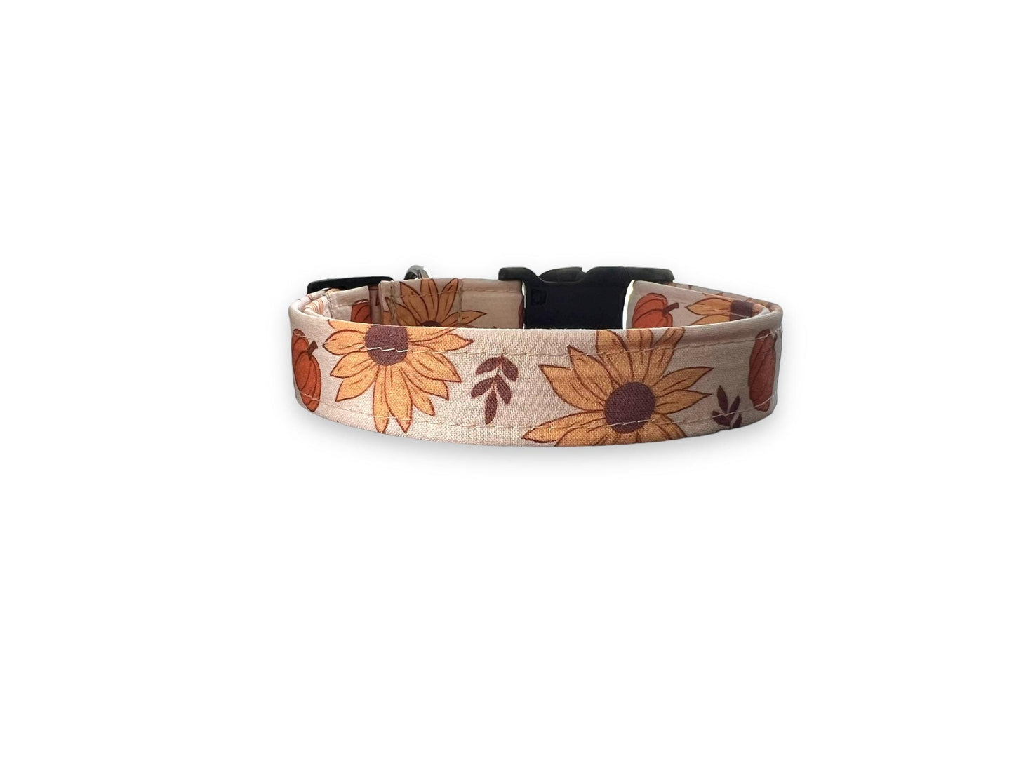 Fall Sunflower & Pumpkin Dog Collar with Flower