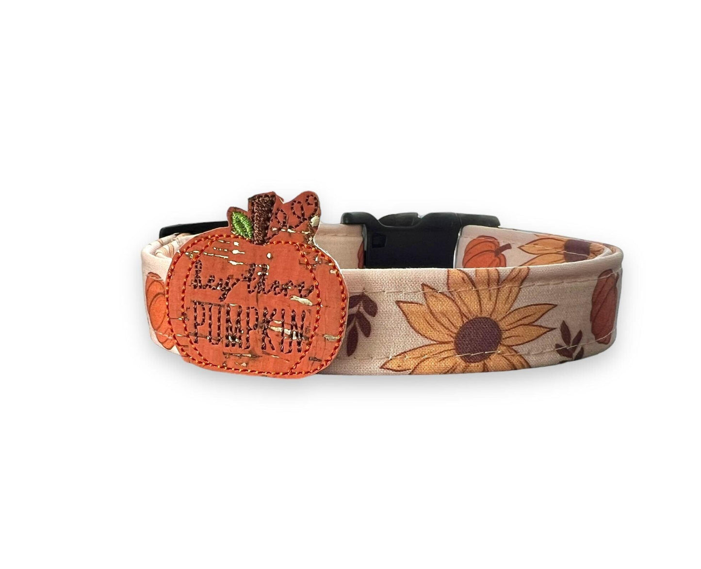 Fall Sunflower & Pumpkin Dog Collar with Embellishment