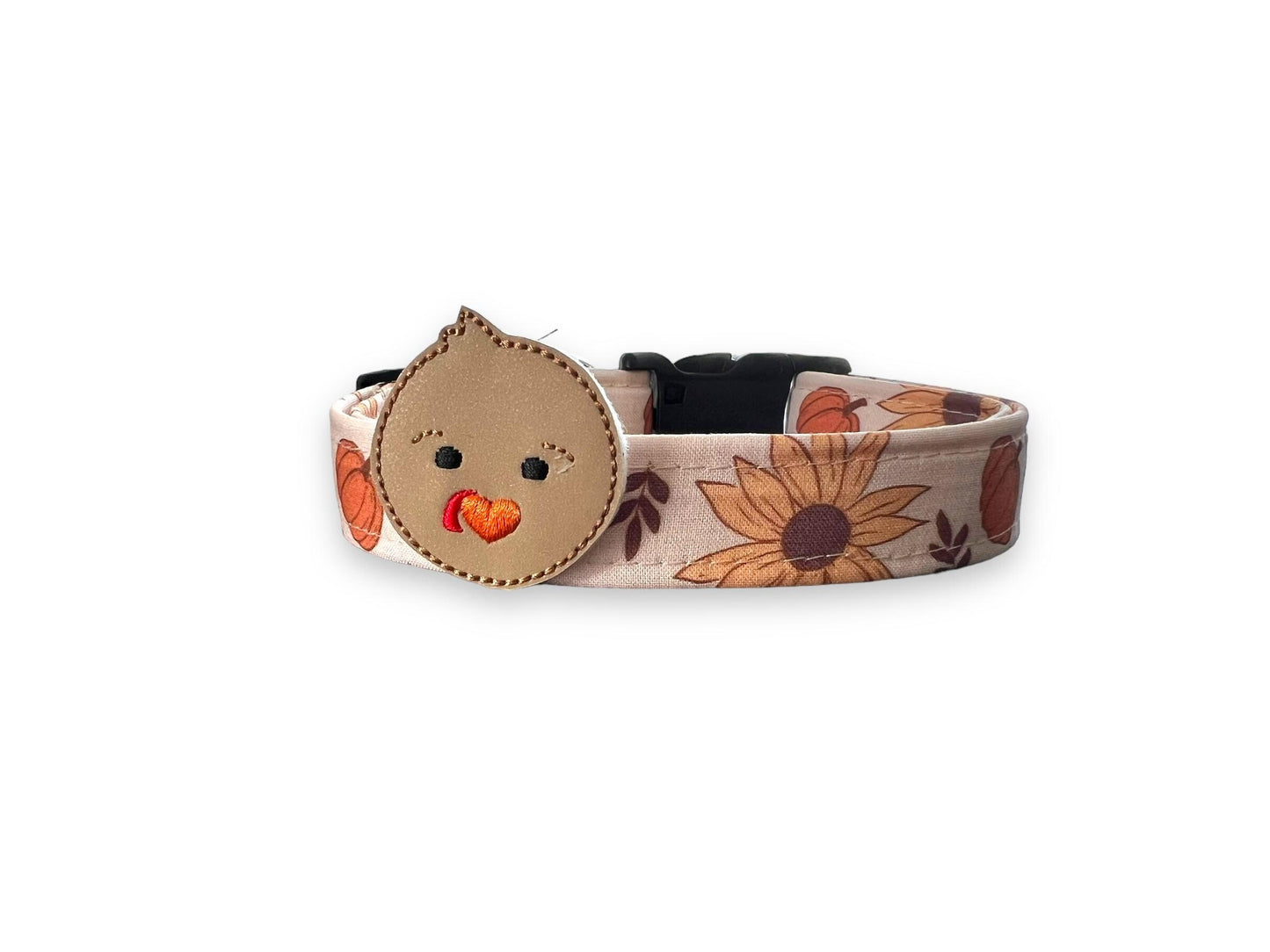 Fall Sunflower & Pumpkin Dog Collar with Embellishment