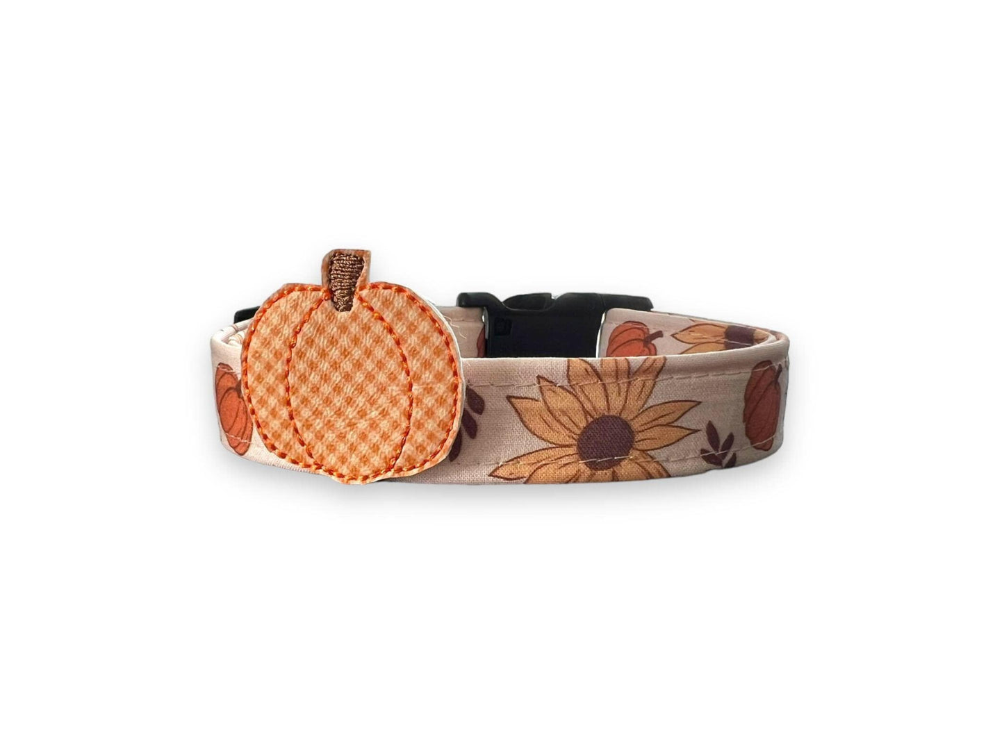 Fall Sunflower & Pumpkin Dog Collar with Embellishment