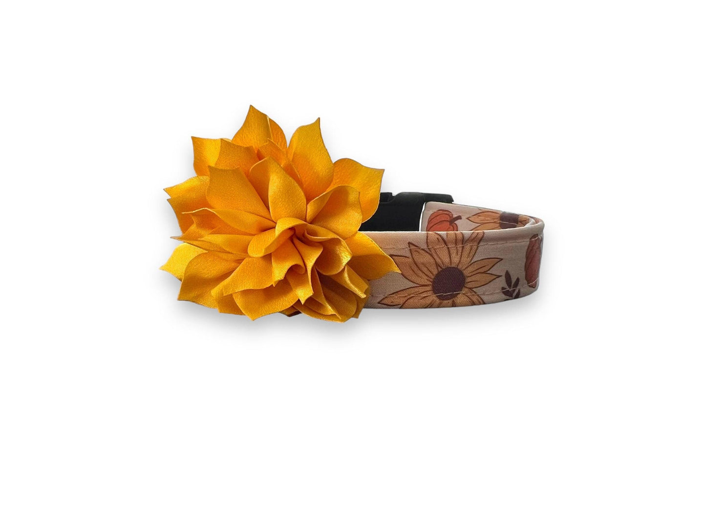 Fall Sunflower & Pumpkin Dog Collar with Flower