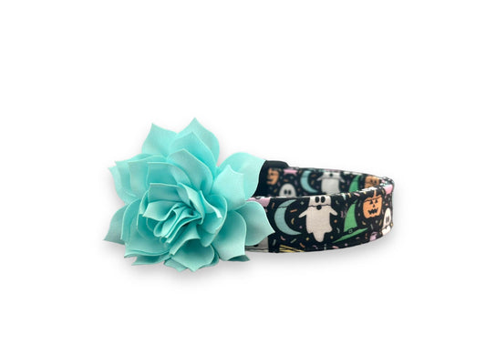 Halloween Dog Collar, Pastel Halloween Dog Collar with Collar Flower, Bat Dog Collar, Collar for Halloween, Halloween Collar, Pastel Collar