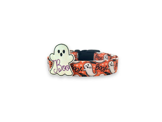 Halloween Dog Collar, Ghost Dog Collar with Embellishment, Bat Dog Collar, Collar for Halloween, Halloween Collar