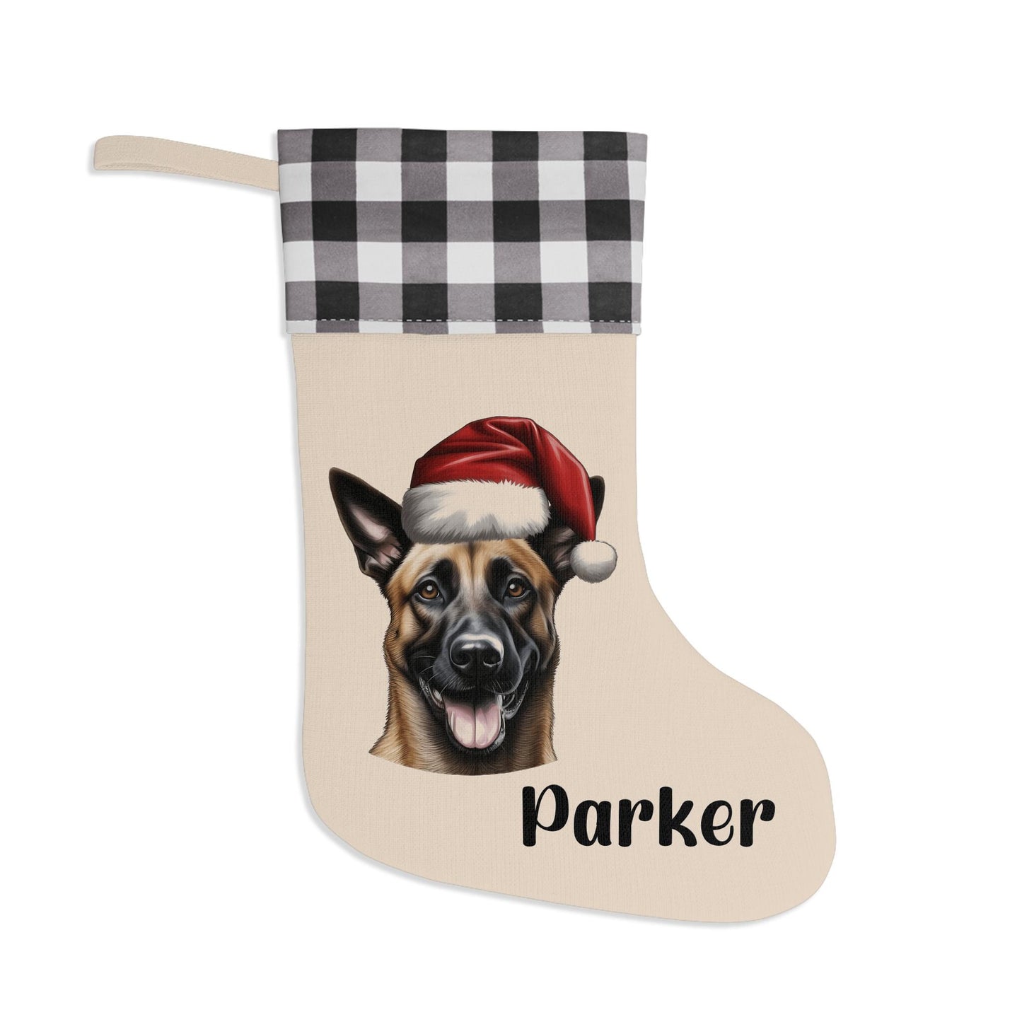 Personalized Belgian Malinois Dog Christmas Stocking