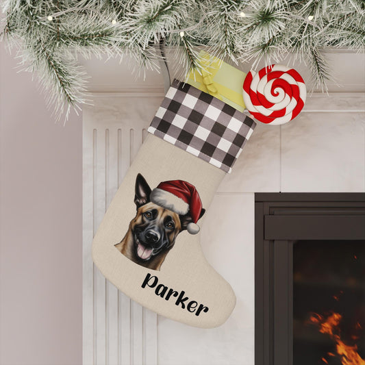 Personalized Belgian Malinois Dog Christmas Stocking