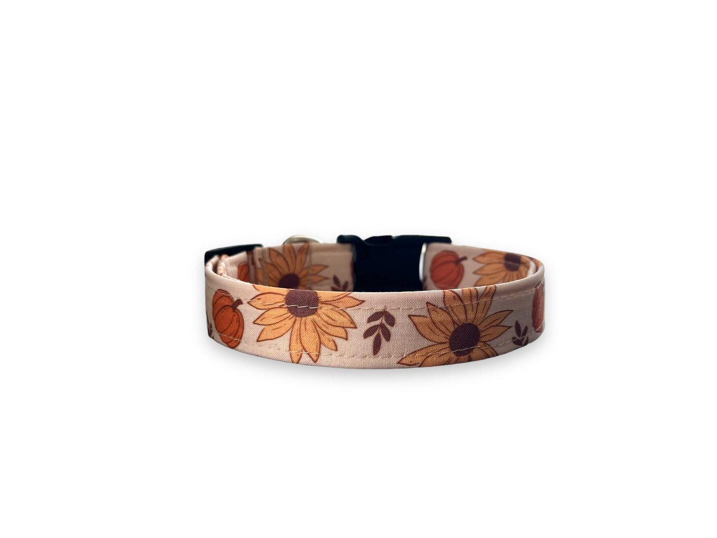 Fall Sunflower & Pumpkin Dog Collar with Embellishment