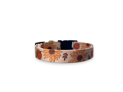 Fall Sunflower & Pumpkin Dog Collar with Embellishment
