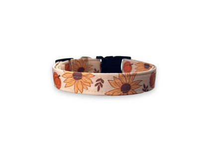 Fall Sunflower & Pumpkin Dog Collar with Flower