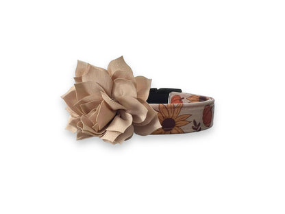 Fall Sunflower & Pumpkin Dog Collar with Flower