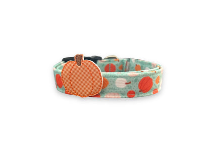 Halloween Dog Collar, Pumpkin Dog Collar with Embellishment, Aqua Pumpkin Dog Collar, Collar for Halloween, Halloween Collar, Halloween Dog