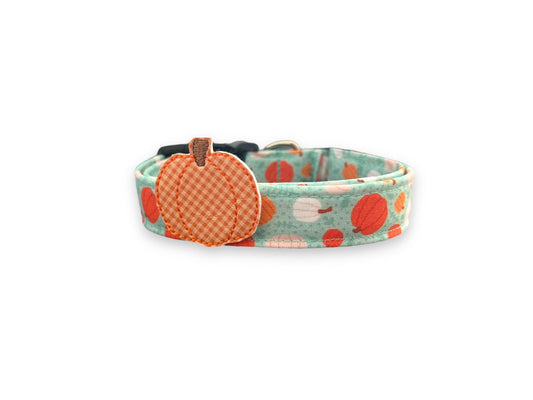 Halloween Dog Collar, Pumpkin Dog Collar with Embellishment, Aqua Pumpkin Dog Collar, Collar for Halloween, Halloween Collar, Halloween Dog