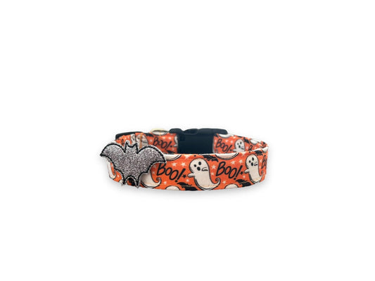 Halloween Dog Collar, Ghost Dog Collar with Embellishment, Bat Dog Collar, Collar for Halloween, Halloween Collar
