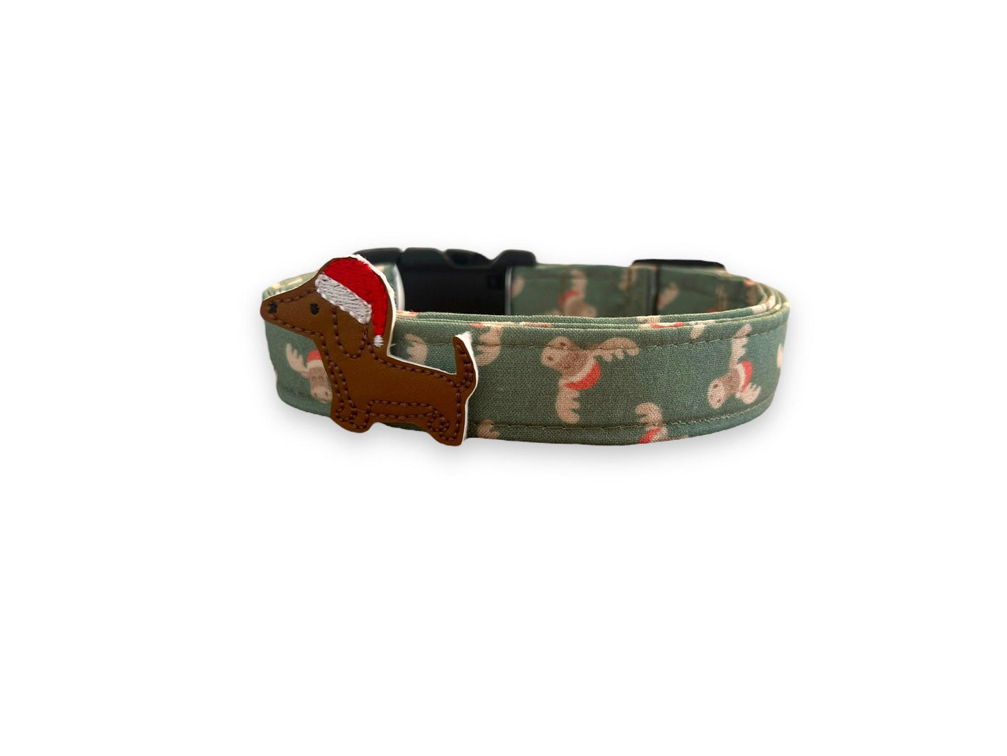Christmas Dog Collar, Christmas Moose Dog Collar, Winter Dog Collar, Moose in Santa hats