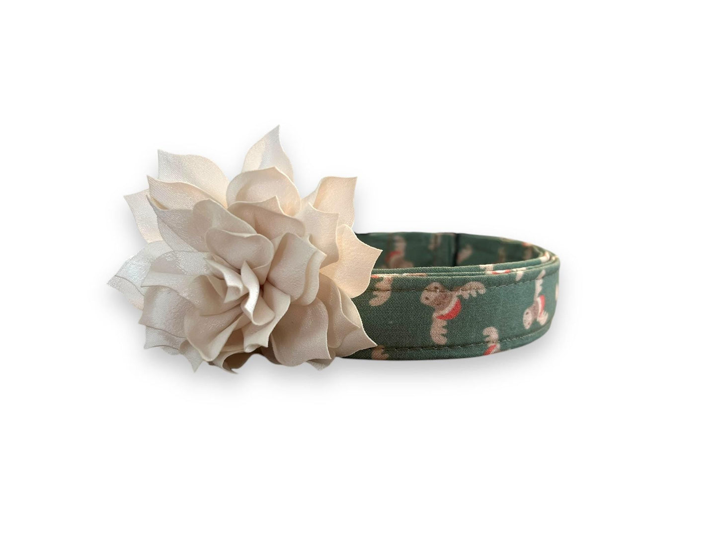 Christmas Moose Dog Collar with Flower