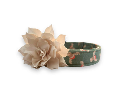 Christmas Moose Dog Collar with Flower