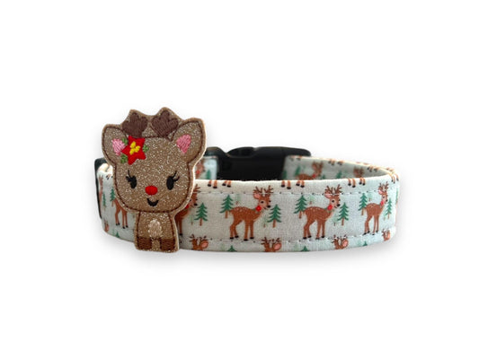Christmas Dog Collar, Reindeer Dog Collar, Winter Dog Collar, Winter Reindeer Dog Collar, Christmas Reindeer Dog Collar, Woodland Dog Collar