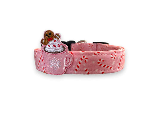 Christmas Dog Collar, Candy Cane Dog Collar, Pink Candy Cane Dog Collar, Winter Dog Collar