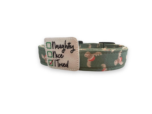Christmas Dog Collar, Christmas Moose Dog Collar, Winter Dog Collar, Moose in Santa hats
