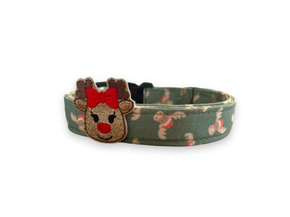 Christmas Moose Dog Collar with Embellishment