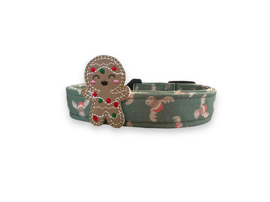 Christmas Dog Collar, Christmas Moose Dog Collar, Winter Dog Collar, Moose in Santa hats