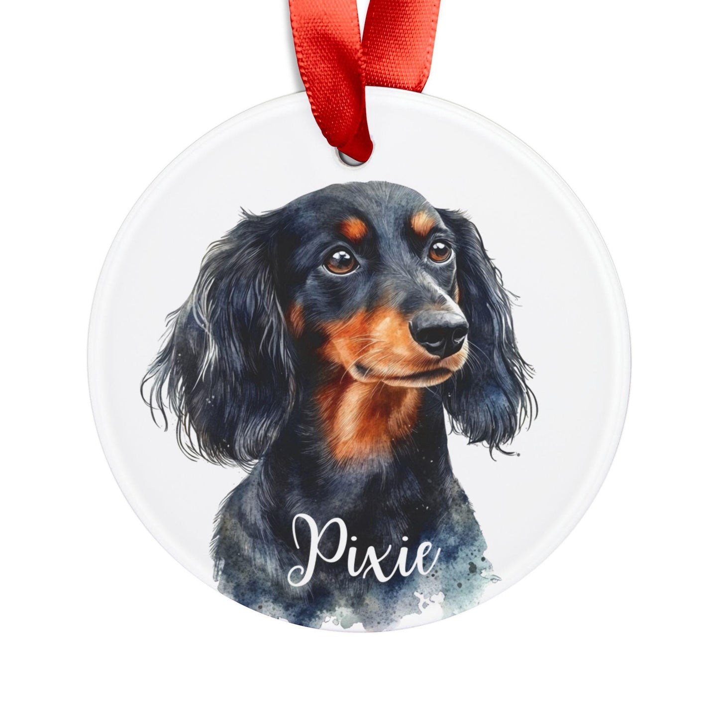 Personalized Long Haired Dachshund Christmas Ornament