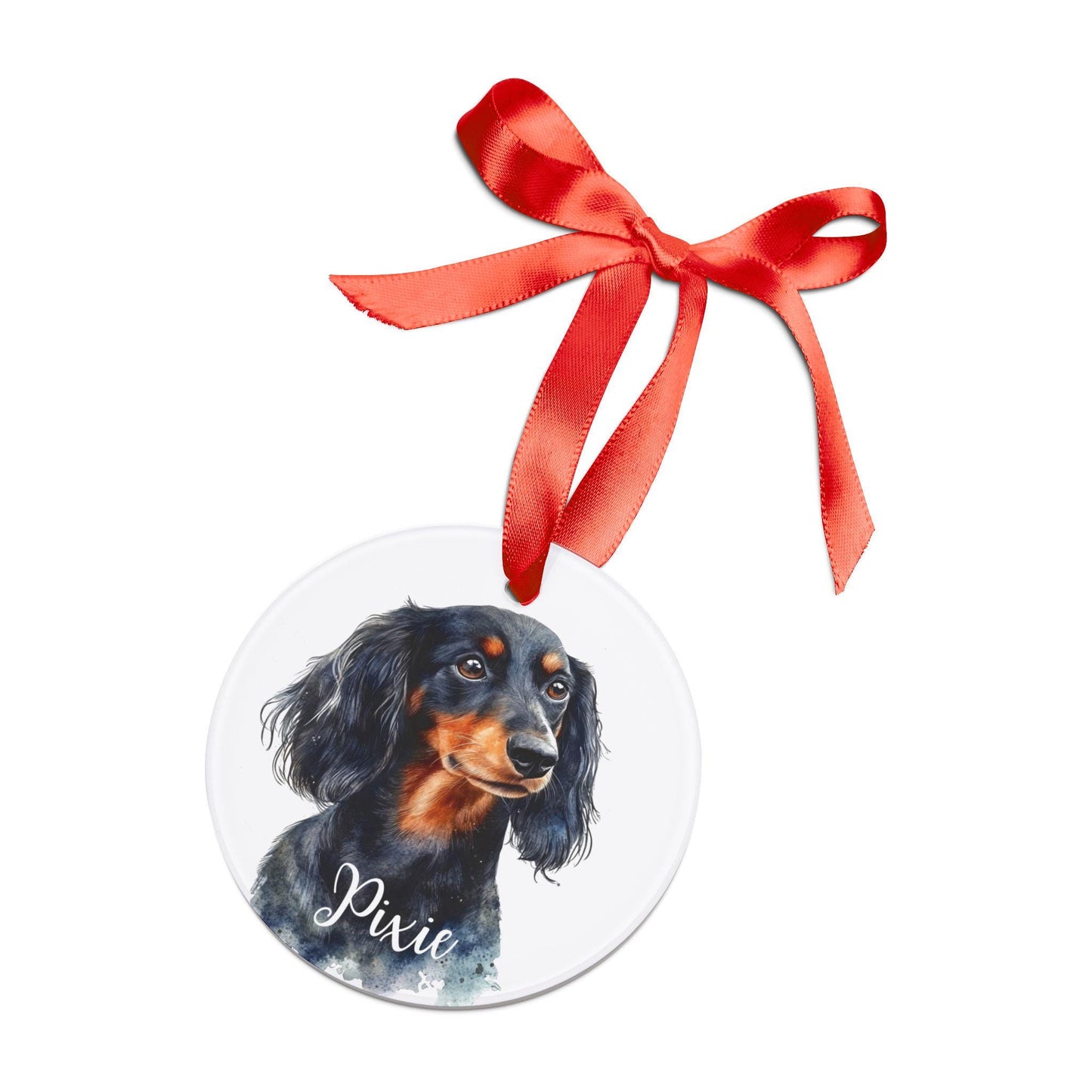 Personalized Long Haired Dachshund Christmas Ornament