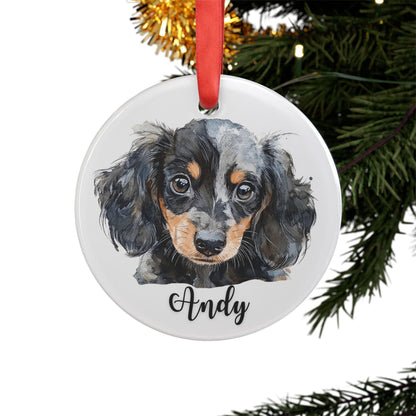 Personalized Dachshund Puppy Christmas Ornament