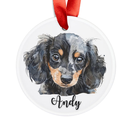 Personalized Dachshund Puppy Christmas Ornament