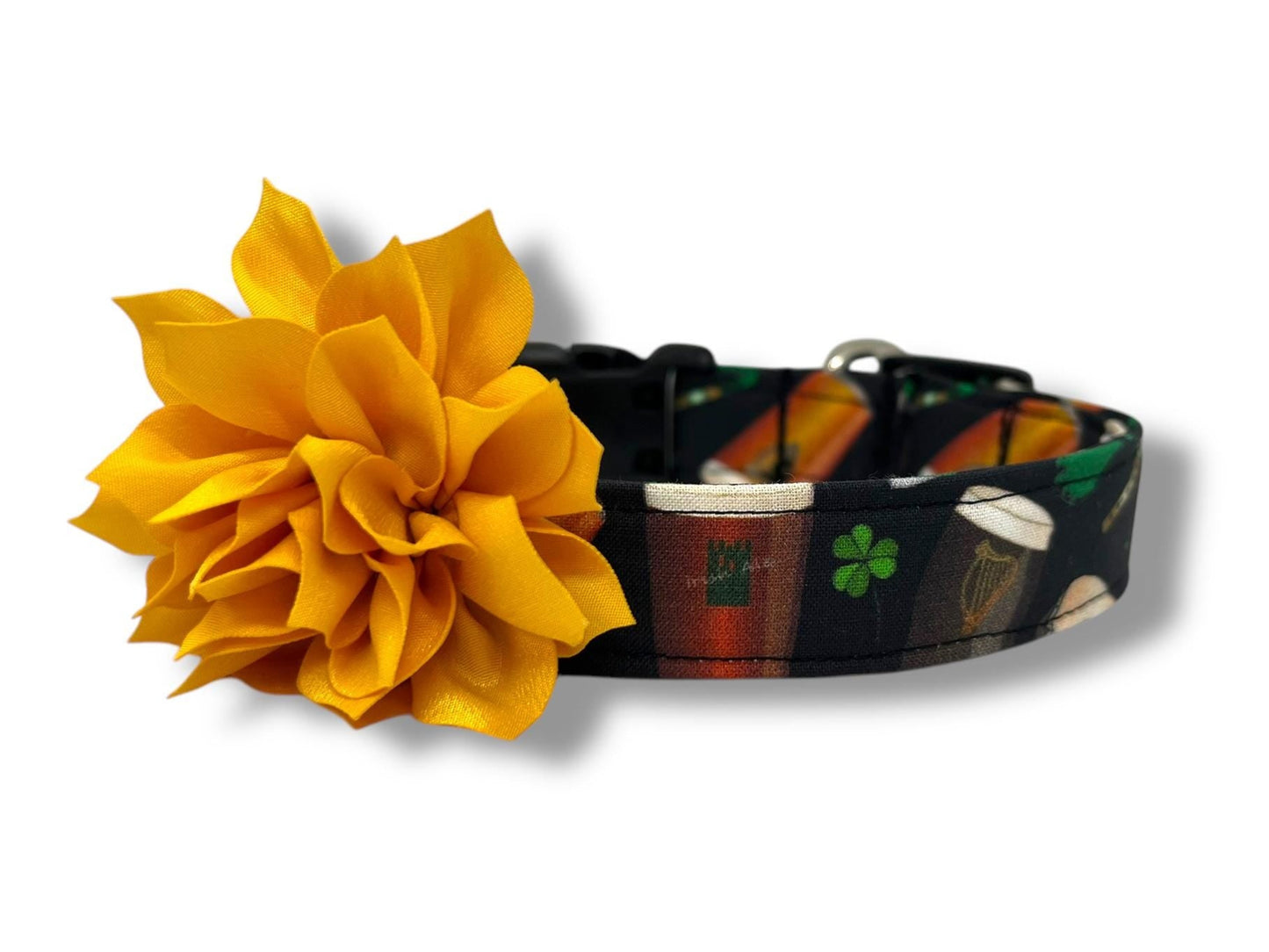 St. Patrick's Day Irish Beer Dog Collar with Flower