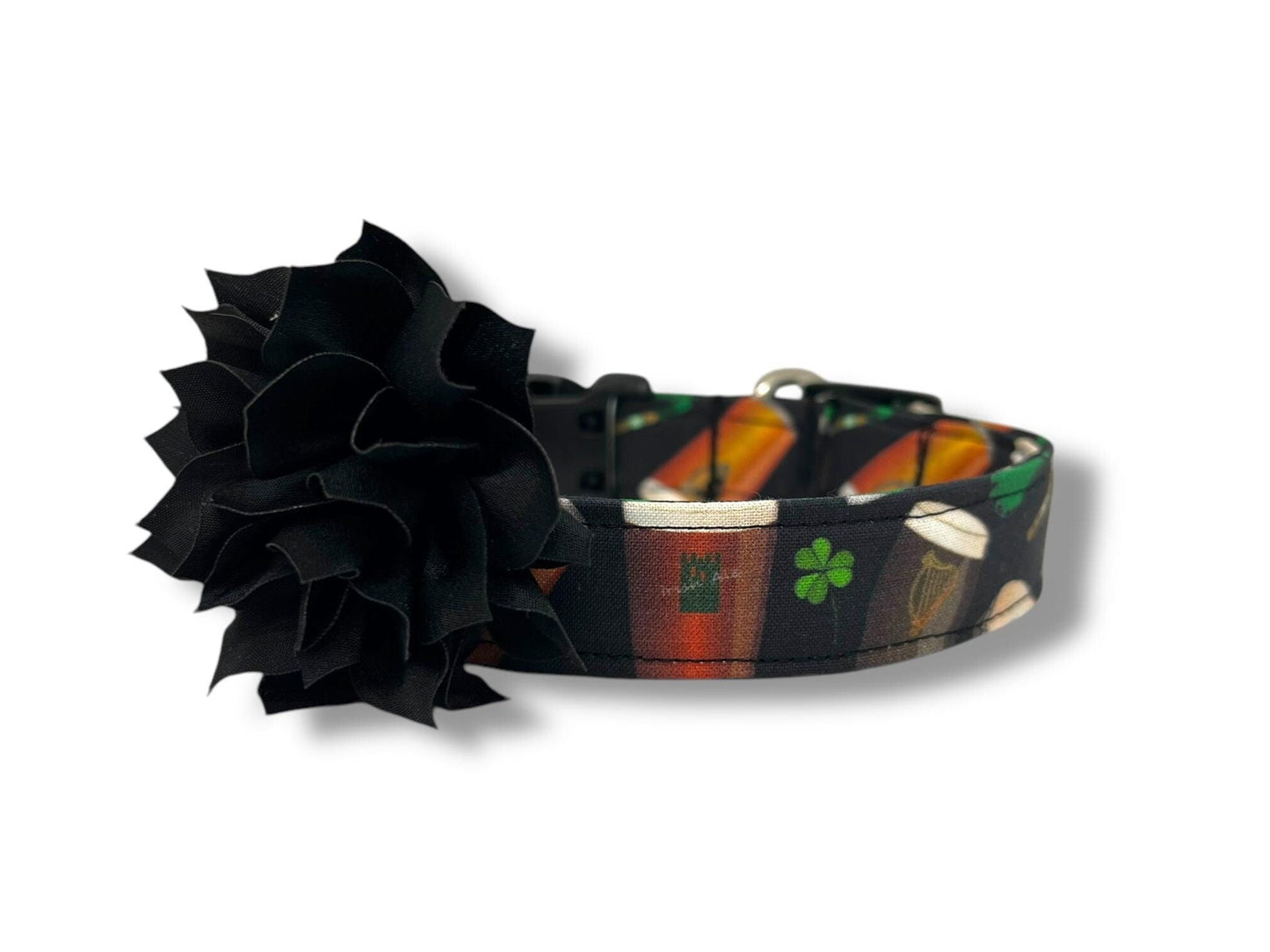 St. Patrick's Day Irish Beer Dog Collar with Flower