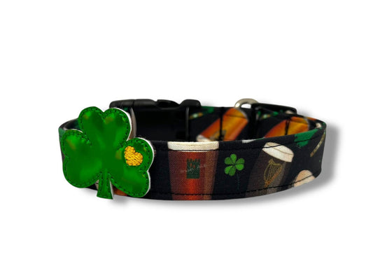 St. Patrick's Day Irish Beer Dog Collar with Embellishment