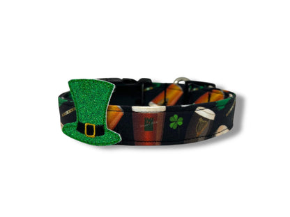St. Patrick's Day Irish Beer Dog Collar with Embellishment