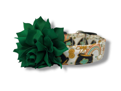 St. Patrick's Day Pot of Gold Dog Collar with Flower