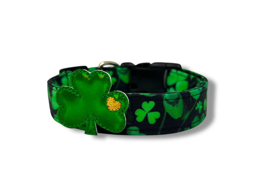 St. Patrick's Day Shamrock Dog Collar with Embellishment