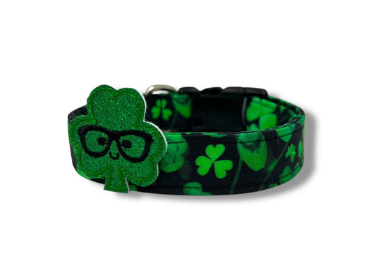 St. Patrick's Day Shamrock Dog Collar with Embellishment