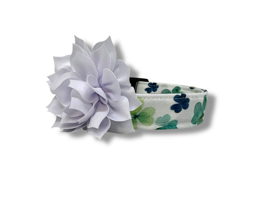 St. Patrick's Day Watercolor Clover Dog Collar with Flower