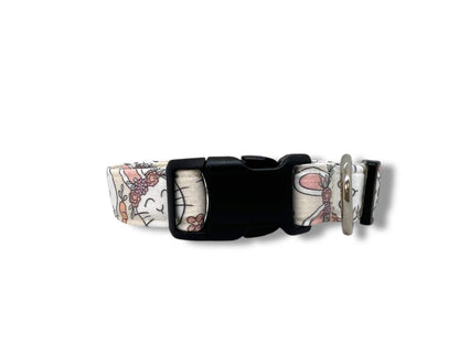 Pastel Easter Bunny Dog Collar with Flower Crown, perfect for spring.
