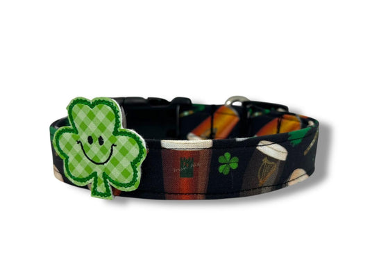 St. Patrick's Day Irish Beer Dog Collar with Embellishment