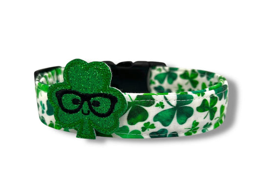 St. Patrick's Day Shamrock Dog Collar with Embellishment