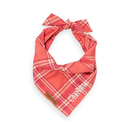 Coral Plaid Dog Bandana