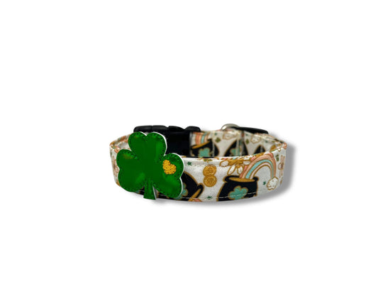 St. Patrick's Day Dog Collar with Shamrock Embellishment
