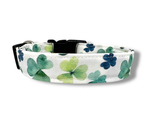 St. Patrick's Day Watercolor Shamrock Dog Collar