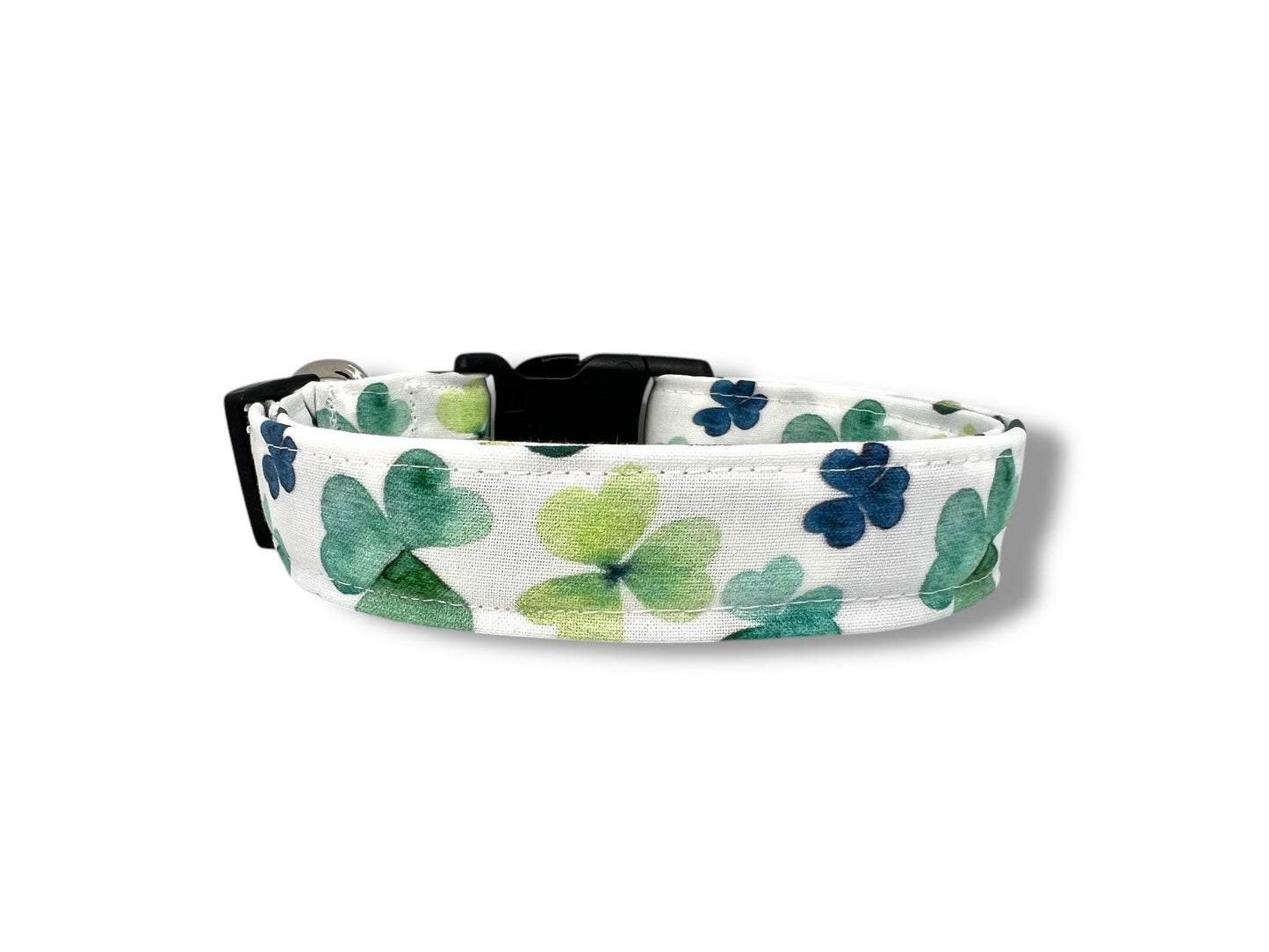 St. Patrick's Day Watercolor Clover Dog Collar with Embellishment