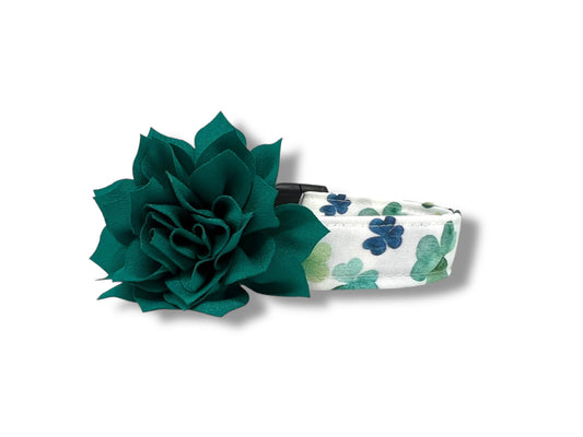 St. Patrick's Day Watercolor Clover Dog Collar with Flower