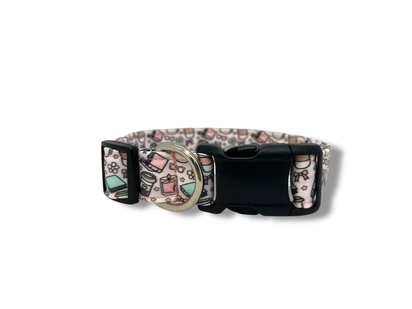 Coffee & Books Dog Collar with Flower