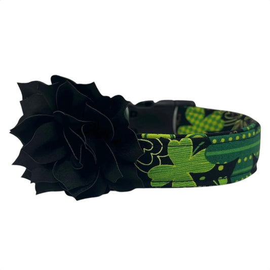 St. Patrick's Day Shamrock Dog Collar with Flower