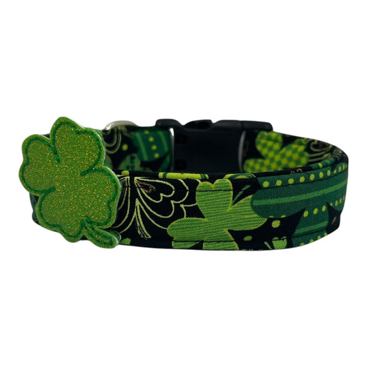 St. Patrick's Day Shamrock Dog Collar with Embellishment